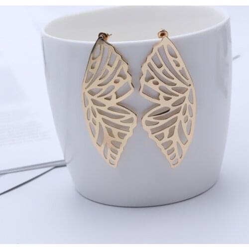 Hollow Butterfly Gold Color Stud Earrings for Women Big Exaggerated Party Wedding Fashion Jewelry Accessories ZA New Design