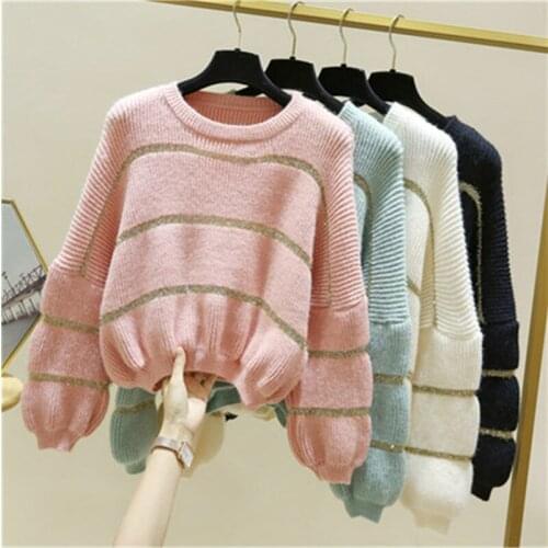 Round Neck Hedging Sweater Women 2020 New Autumn Winter Korean Fashion Loose Short All-Match Lazy Wind Knitting Sweaters Female
