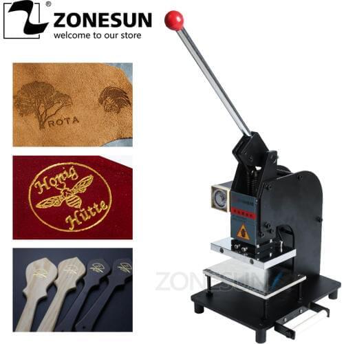 ZONESUN Manual Hot Foil Stamping Machine Leather Logo Embossing Machine bronzing embosser for leather,rubber,wood,paper