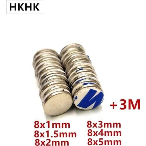 10/100P magnet 8x1 8x1.5 8x2 8x3 8x4 8x5 3M self - adhesive NdFeB magnet 8mm rounded single sided foam tape Magnetic standard