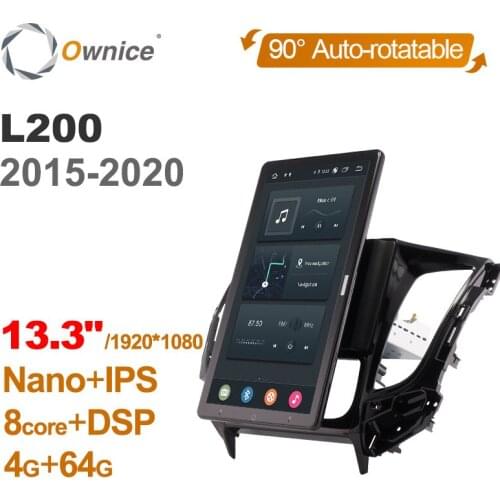 13.3 Inch 1920*1080 Ownice 1 Din Android 10.0 Car Radio for Mitsubishi Triton L200 2015-2020 GPS Auto Audio Auto Rotatable