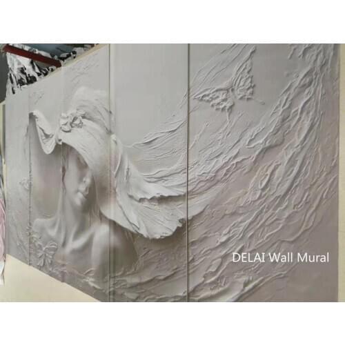 3D 02 Relief European Lady with Hat Art Wall Mural Living Room Bedroom Wallpaper