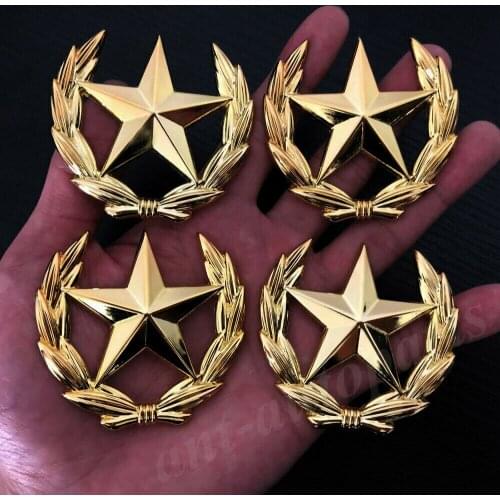 4x Metal Golden Pentagram Star CPC Car Trunk Window Emblem Badge Sticker Decal