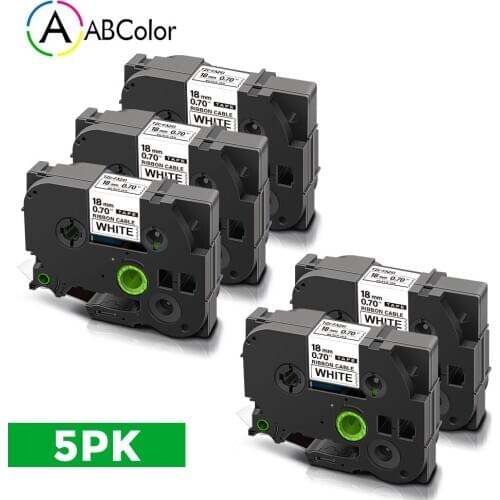 5PK Label For Brother TZe FX241 TZe-FX241 tze Tape Black on White 18mm Printer Ribbon For Brother PT-P700 PT-H500 Label Maker