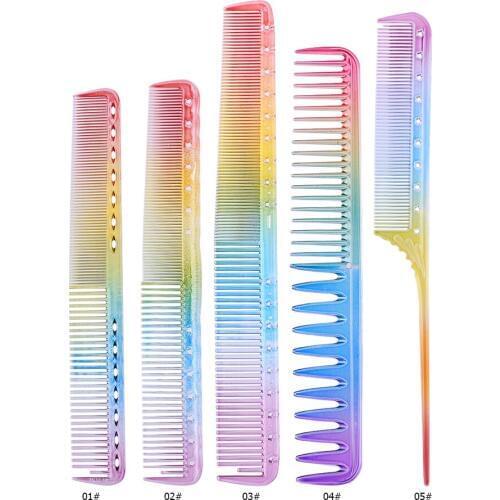1PC Anti-Static Rainbow Colorful Hair Comb Double Head Entangled Comb Hair Styling Tool Salon Barber Hairdressing Tools Comb