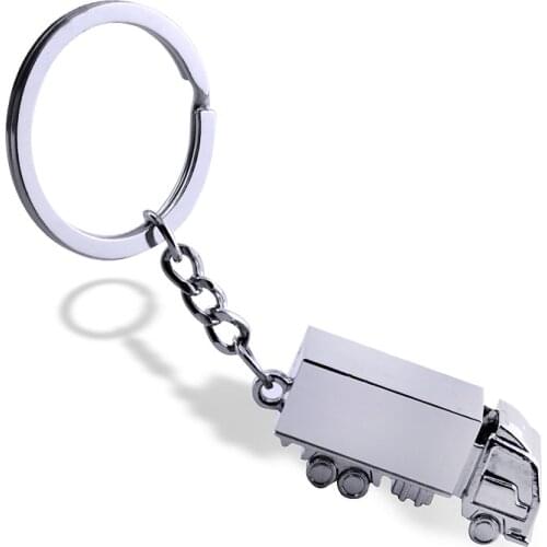 FREE SHIPPING by FEDEX 100pcs/lot Wholesale Metal 3D Truck Keychains Mini Truck Keyrings Car Key Holders