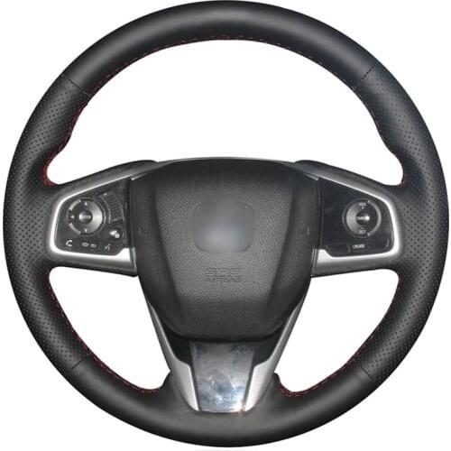 Black Artificial Leather Handsew No-slip Car Steering Wheel Cover for Honda Civic Civic 10 2016-2019 CRV CR-V 2017-2019 Clarity