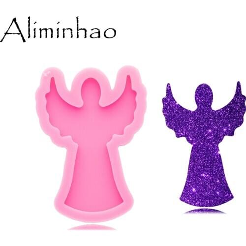 DY0335 Super Glossy Angel Fits on A 1.5 Inch Badge Reel Silicone Mold - Epoxy Craft Resin Molds - DIY Handmade Jewelry Mold