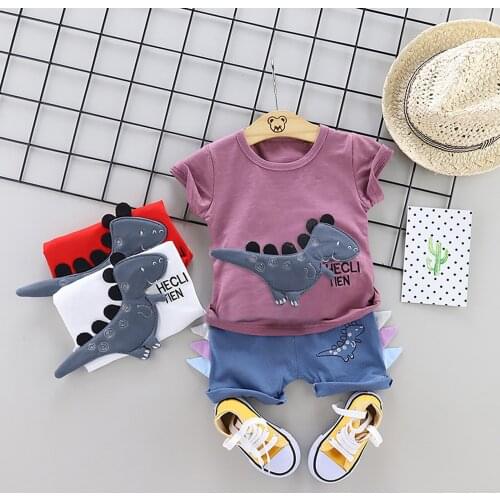 Toddler Baby Boys Clothes Cartoon Letter Dinosaur Print T Shirt Tops + Shorts Set Summer Kids Outfit Casaul Child Boy Clothing