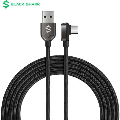 Black Shark Right-angle USB-C Cable 3A Fast Phone Charging Cord1.8m for Xiaomi Redmi / One Plus / ROG Elbow Design Gaming Cable