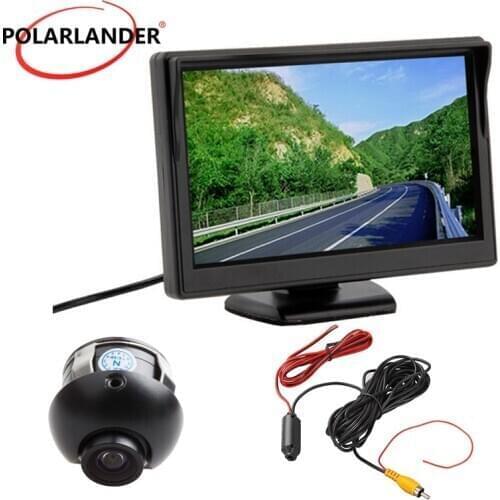 Bus/Car HD Desktop 12-24V 5 Inch TFT Screen Plug-In Rear Cam 18.5mm LED With Lamp Reversing Camera Night Vision Parking Monitor