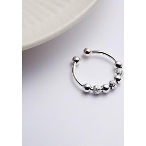 Real 100% S925 Sterling Silver Beads Rings For Women Finger Jewelry, Simple Adjustable Ring Woman Engagement Party GIfts Bijoux