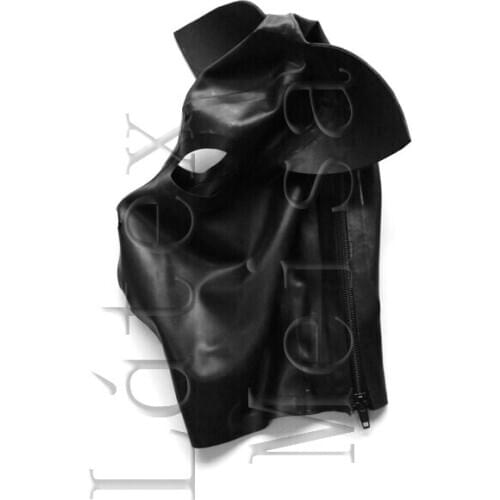 Animal cat design latex mask Fetish open eyes and nostrils with back zip for women