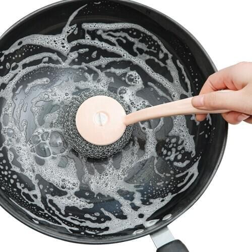 Kitchen Scrubber Dish Brush Pot Pan Stainless Steel Clean Wire Ball Scrubber Metal Cleaning Brush Bowl Kitchen accessories