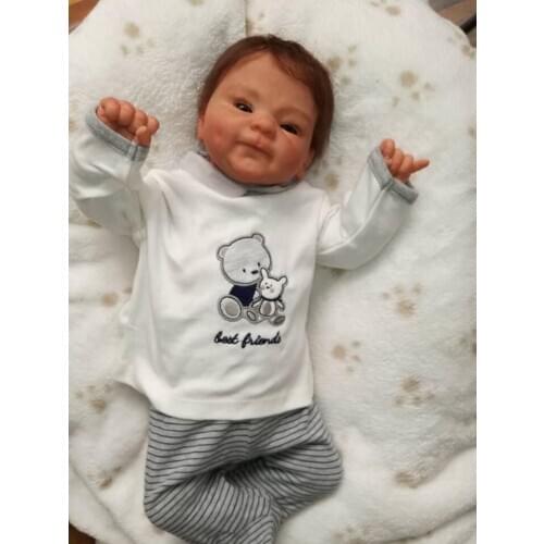 NPK 19inch reborn baby doll cocomalu detailed hand painting lifelike real touch cuddly baby doll collectibles realistic doll