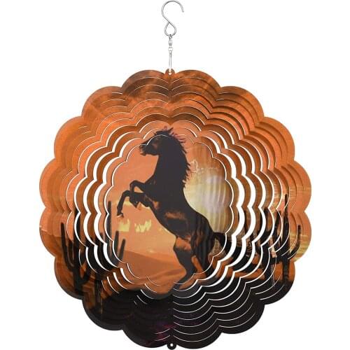 Rearing Horse Wind Spinner Metal Art Spinner Garden Decoration Balcony Hanging Ornament Aesthetic Decor