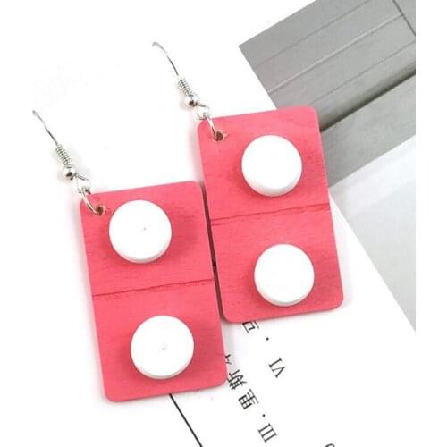 Cute Wooden Capsule Drop Earrings Funny Lovely Pills Medicine Dangle Earrings For Women Girl Unique Fashion Jewelry Gift