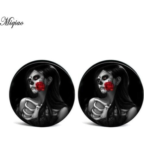 Miqiao 2pcs Trendy New Style Acrylic Ghost Head Ears 4mm-25mm Exquisite Piercing Jewelry