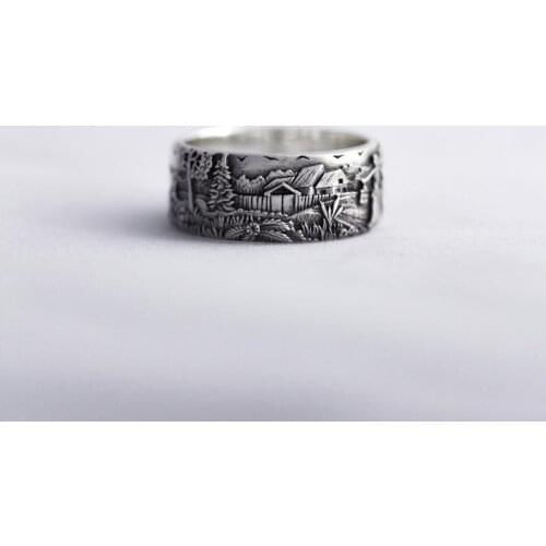 Fashion Wild Men and Women Ring Thailand Silver Deer Forest Ring 925 Silver Ring Hip Hop Style Ring Men and Women Jewelry