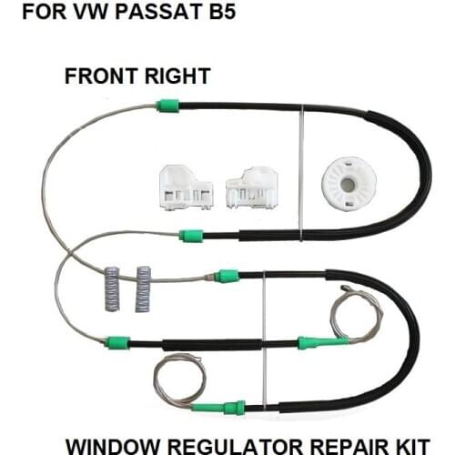 FOR VOLKSWAGEN VW PASSAT B5 WINDOW REGULATOR REPAIR KIT CABLES AND CLIPS FRONT RIGHT 1996 to 2005 3B1837462