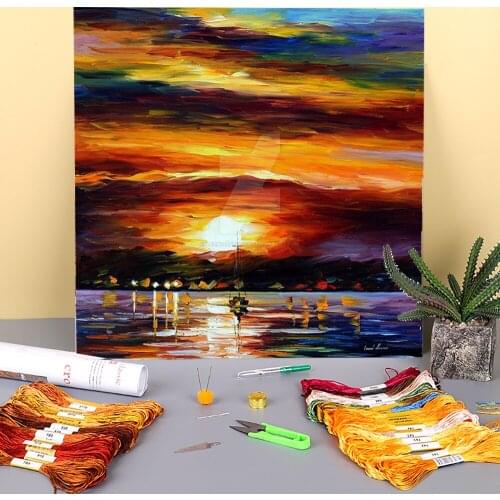 Distant Coast Printed 11CT Cross Stitch Embroidery Set DMC Threads Sewing Painting Handiwork Craft Gift Room Wholesale