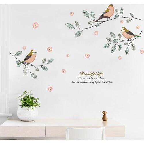 Bird on branch Art Wall Sticker Living room bedroom home decor cupboard Mural Decals Self-adhesive Wallpaper stickers decoration