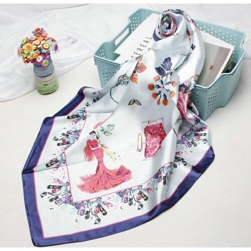 Fashion Shawl Hijab Scarf Women Luxury Brand Print Silk Satin Scarfs Female 90cm*90cm Square Kerchief Shawls Scarves For Ladies