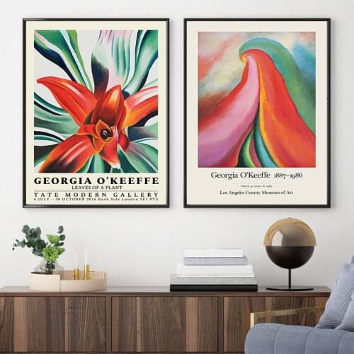 Georgia O'Keefe Painting Exhibition Posters and Prints Leaves Plant Abstract Art Canvas Pictures Gallery Wall Pictures Decor