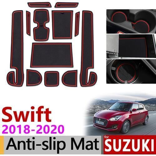 Anti-Slip Mat for Phone Gate Slot Mats Cup Rubber Pads for Suzuki Swift 4 2018 2019 2020 ZC33S Accessories Stickers Sport Dzire