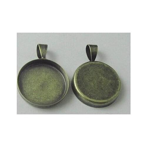 Blank Round Deep Wall Bezel Cups with Bail Pendant Base Resin Cabochons Settings Findings DIY Jewelry Making Antique Bronze tone