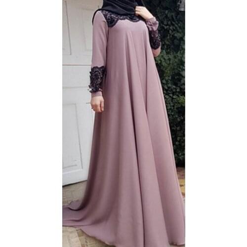 Plus Size Dubai Arab Muslim Dresses Women Islam A-line Big Swing Maxi Dress Splice Loose Ramadan Turkish Islamic Clothing