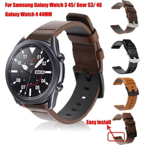 Ltaly Oily Leather WatchBand Strap For Samsung Galaxy Watch 3 45/ Gear S3/ 46 Watchband 22mm Sport Bracelet Watch4 44/ Classic46