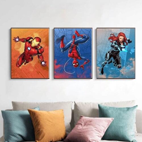 Marvel Superhero Anime Iron Man Oil on Canvas Painting Wall Art Picture Wall Poster and Print for Living Room Home Decoration