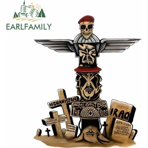 EARLFAMILY 13cm x 10.4cm For Parachute Regiment Totem Pole Skull Car Sticker Cartoon Decal Surfboard Motorcycle Vinyl Car Wrap