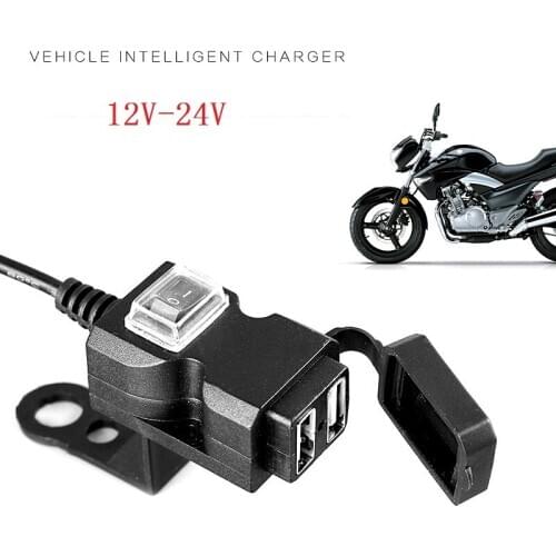 Dual USB Port Motorcycle Dual USB Charger 12V-24V Waterproof for Motorcycle Adapter Power Supply Socket for Phone Mobile