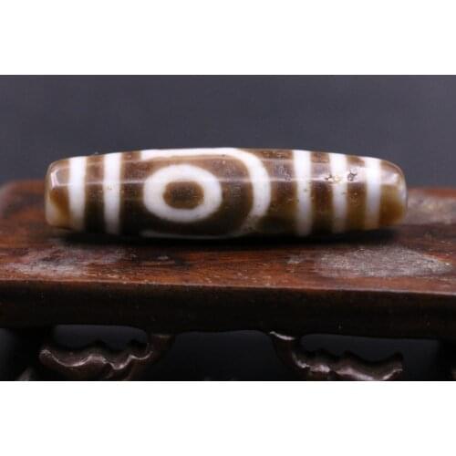 Treasure Magic LKbrother Magic Power Tibetan Old Agate 2 Eye Love Symbol dZi Bead 52*13MM Totem Pendant