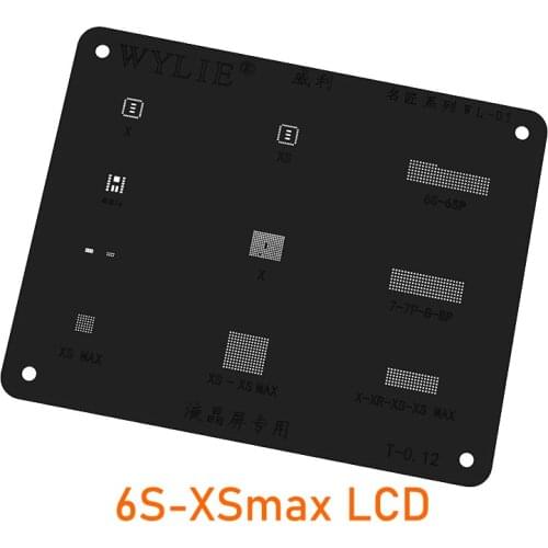 Wylie LCD Screen BGA Reballing Stencil For iPhone 6s/7/8P/8/X XS MAX XR On Display Flex Cable Chip IC Tin Net Black Steel Mesh