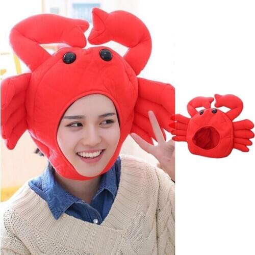Funny Cartoon Crab Plush Hat Stuffed Toy Cosplay Headgear Cap Party Photo Props