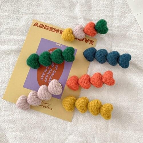 New Fashion Autumn winter color simple Love letter Wool Word Clip Hairpins Barrettes for Women girl Hair Accessories Headdress