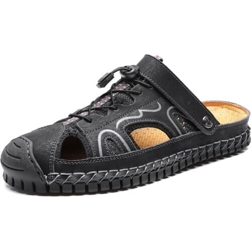 2019 herren sneakers red man slippers verano mannen flops fashion leather schuhe sandale ete hombre zomerschoenen outdoor para