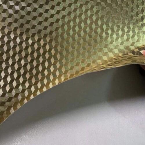 Synthetic PU Metal Three dimensional pattern embossed metallic decorative leather material