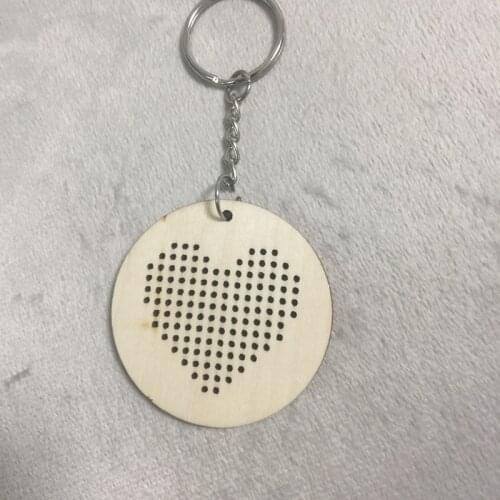 10pcs modern embroidered diy keyring cross stitch love kit wooden keychains