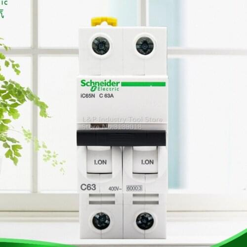 100% New Original Schneider IC65N 2P C63A A9F18263 Vacuum Mini Circuit Breaker MCB Good Quality Acti9 Type C