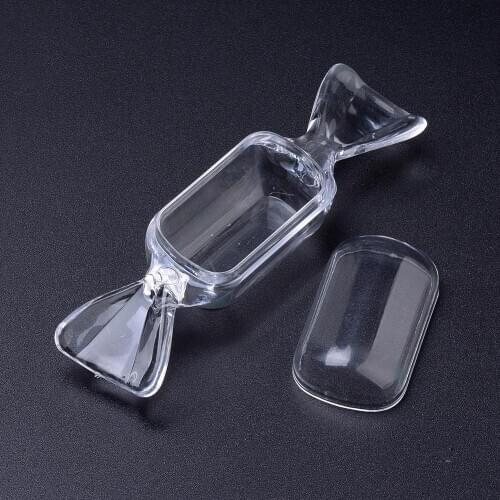 12 pcs Lovely Mini Clear Plastic Candy Shape Jewelry kawaii cute Bead Storage Containers Box Case 8.7x2.3x2.6cm