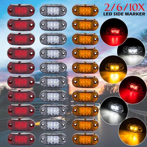 2/6/10PCS Warning Light 2 Led Oval Clearance Side Marker Tail Lamp Trailer Car Truck Lorry 12V 24V Accessories Orange White Red