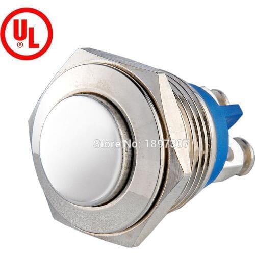 20 pieces pieces 16mm high flat head Momentary normal open metal waterproof nickel plated brass push button switch