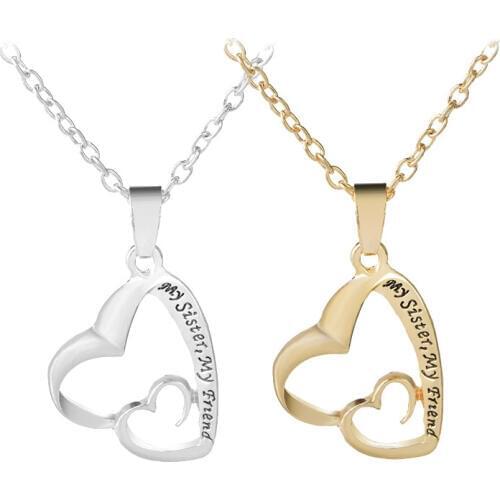 2018 New Fashion Hollow Double Heart my sister my Friends Pendant Necklaces Eternal Friendship Necklace Jewelry For lovers