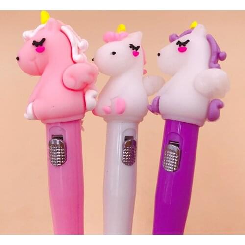 3 Pcs/set Korean Cartoons Unicorn Gel Pen Cute School Supplies Silica Gel Light Pen Student Stationery Office Items Kids Gifts