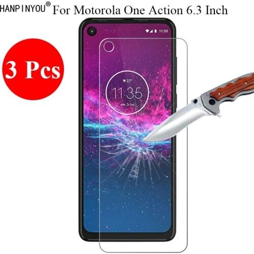 3 Pcs/Lot New 9H 2.5D Tough Tempered Glass Screen Protector For Motorola One Action 6.3" Protective Film Guard + Clean Tools