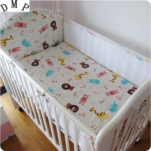 Promotion! 5PCS Mesh baby bedding set cotton crib bumper baby sets baby bed arround bumper,include(4bumpers+sheet)